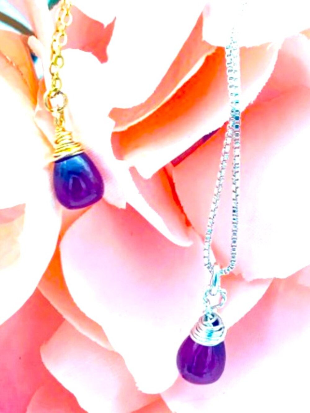 Natural Ruby Teardrop Necklace in Sterling Silver or Gold 14k Gold Filled